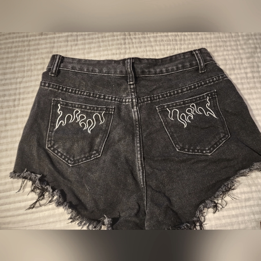 Black cutoff shorts